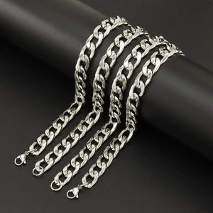 Minimalist Titanium Steel Cuban Link Necklace Unisex Hip Hop Punk Style Silver Tone Polished Chain Necklace Jewelry Decor