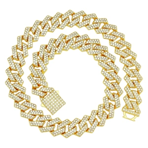Collier Gourmette Iced Out en Alliage Strass Bijoux Hip Hop Unisexe Plaqué Or Argent Streetwear Choker