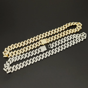 Catene cubane da 15mm con diamanti finti in oro e argento per uno stile hip hop