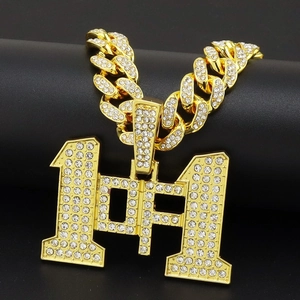 1OF1 Lettera Numero Ciondolo Collana Hip Hop Iced Out Strass Lega Maglia Cubana Catena Street Punk Gioielli Uomo Donna