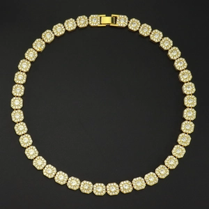Goldene Hip-Hop-Kette mit achteckigen Gliedern und funkelnden Zirkonia-Steinen für Streetwear