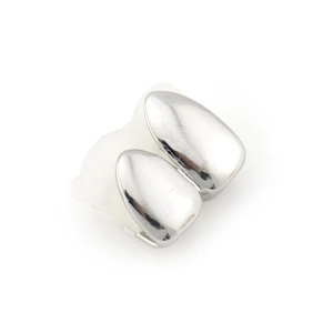 Shiny silver polished hip hop grillz set for teeth with fixing silicone bar included