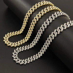 Catene Cuban Link 10mm stile hip-hop con diamanti pavé in finitura oro e argento
