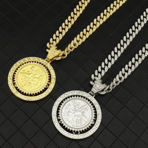 Collane hip hop con ciondolo angelo in oro e argento ghiacciato e catena cubana