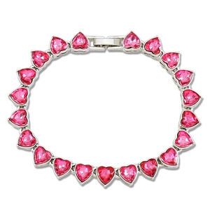 8mm pinkfarbenes Herz-Kristall Tennisarmband mit silbernem Metall-Klappverschluss