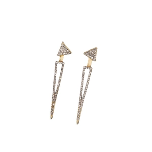 Élégantes boucles d'oreilles double triangle dorées avec cristaux pour un look moderne