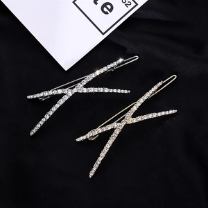 Fashion Geometric V X Shape Alloy Hair Clips For Women Elegant Metal Rhinestone Pave Bobby Pins Daily Party Hair Accessories