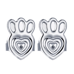 Polished silver heart and crown shaped earring lifters and supports made of metal