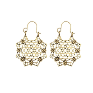 Bohemian retro hollow star earrings in vintage gold finish for a geometric ethnic look