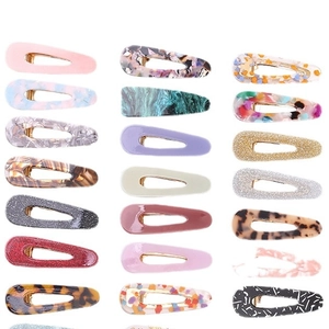 Variety set of leopard and marble pattern acetate hair clips in assorted colors