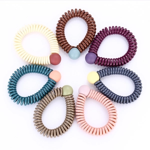 Minimalist Plastic Resin Telephone Cord Hair Ties Fashion Candy Color Beaded Spiral Elastic Hair Bands For Women Daily Accessories