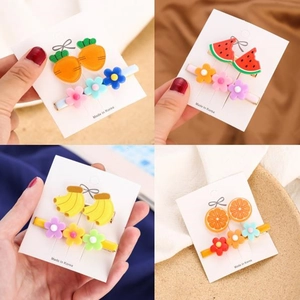 Cute Fruit Flower Hair Clips Sweet Resin Plastic Side Clips For Women Girls Watermelon Pineapple Carrot Orange Hair Accessories