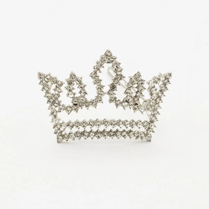 Sparkling crystal crown hair clip with silver alloy base for women in Korean style