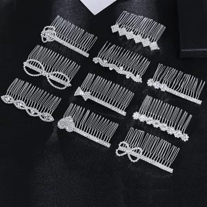 Elegant 9-piece silver bridal hair comb set with sparkling rhinestones and white pearls