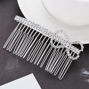 Peigne à Cheveux Mariée Élégant en Alliage d'Argent avec Nœud en Strass Accessoires de Cheveux de Mariage Cristaux pour Femme