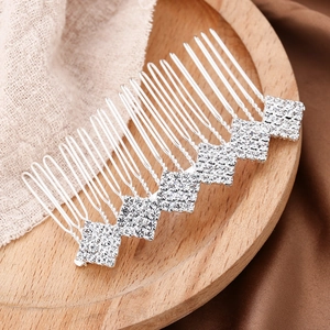 Elegant Alloy Rhinestone Bridal Hair Comb Silver Plated Geometric Square Hairpin Wedding Hair Accessories For Women Jewelry