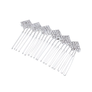 Sparkling silver rhinestone bridal hair comb with geometric diamond-shaped alloy patterns