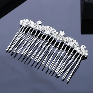 Elegant Wedding Bridal Hair Comb Alloy Rhinestone Crystal Artificial Pearl Wave Shape Hair Accessories For Women Party Jewelry