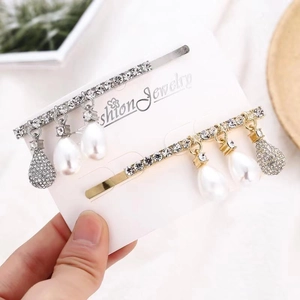 Eleganti Fermagli per Capelli con Nappine di Strass e Pendenti a Goccia di Künstliche Perle Sintetiche Forcine in Lega per Donna Gioielli per Capelli da Matrimonio