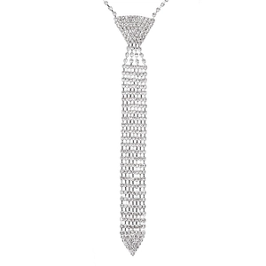 Collier cravate étincelant avec strass argentés pour accessoires de mariée