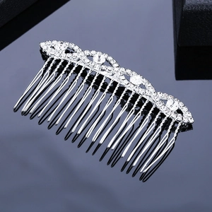 Elegant silver alloy hair comb with sparkling rhinestones and marquise crystal details