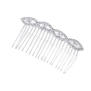 Elegant silver hair comb with rhinestone infinity wave design for bridal hairstyling
