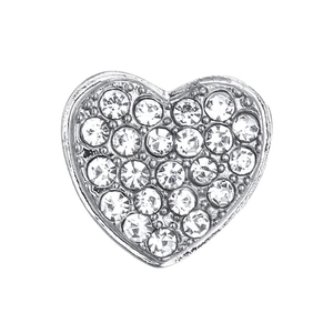 Minimalist silver-plated heart stud earrings with sparkling pavé crystals for women
