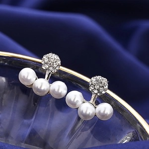 Elegant Alloy Artificial Pearl Rhinestone Stud Earrings With 925 Sterling Silver Earring Post Korean Fashion Arc Artificial Pearls Earrings For Women Jewelry