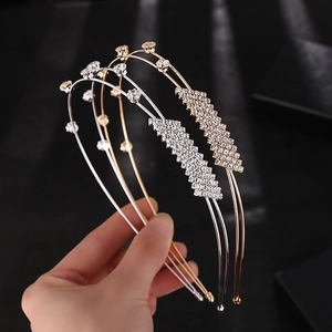 Elegante Dubbellaagse Strass Haarband Zinklegering Bruids Haaraccessoire Voor Bruiloft Feest Mode Vrouwen Sieraden