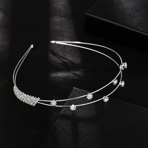 Elegante zilveren dubbellaagse kristallen hoofdband met strass voor bruidskapsels