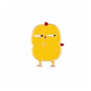 Cute yellow enamel chicken brooch pin with cartoon design for fashion accessories