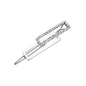 Elegant silver square hair clip with sparkling rhinestones in a minimalist design