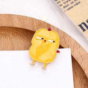 Cute yellow enamel chick brooch pin in creative cartoon animal design for women clothing