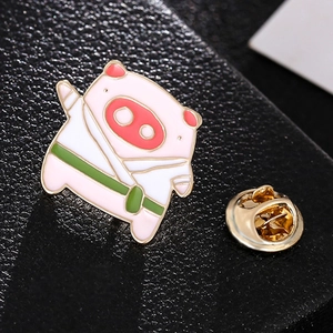 Cartoon Martial Arts Pig Enamel Pin Badge Alloy Drip Oil Brooch Cute Animal Pin For Backpack Clothes Jewelry Gift Girls