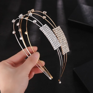 Cerchietto Doppio Strato con Strass Elegante Cerchietto in Lega e Cristallo Oro Argento Accessori Capelli per Matrimonio Donna