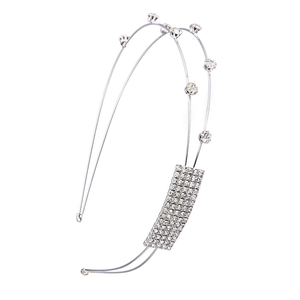 Cerchietto con strass per donna con un elegante design a doppio strato argentato