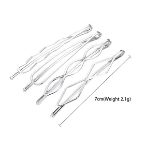 Lot de 4 barrettes minimalistes en métal argenté, formes géométriques, longueur 7cm