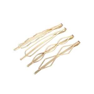 Lot de 4 barrettes géométriques en métal doré au design minimaliste et chic