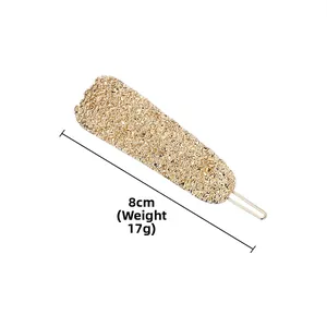 Detailed view of an 8cm golden alloy hair clip with lava texture surface and weight marking
