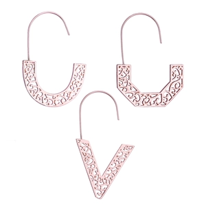 Bohemian rose gold hollow earrings set featuring U-shaped and geometric floral designs