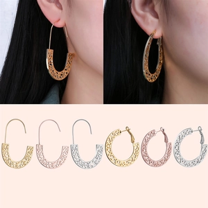 Bohemian Rose Gold Hollow Out Floral Earring Collection For Women Vintage Geometric Heart Drop Hoop Stud Earrings Jewelry