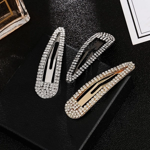 Fashion Waterdrop Rhinestone BB Hair Clips For Women Minimalist Zinc Alloy Snap Clips Luxury Sparkly Hair Accessories Gift