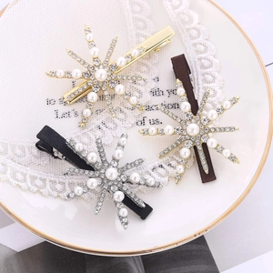 Barrette à Cheveux Étoile Élégante en Alliage avec Strass et Fausses Künstliche Perles pour Femmes Mode Mariage Fête Accessoires de Coiffure