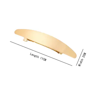 Barrette à cheveux ovale en métal brossé doré pour queue de cheval dimensions 11cm x 2cm