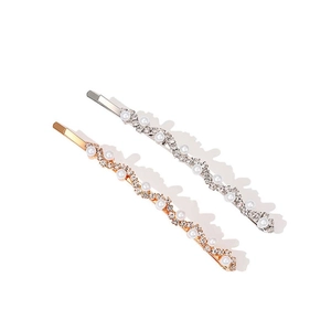 Elegant Wave Alloy Rhinestone Artificial Pearl Hair Clip Korean Minimalist Gold Silver Wave Hairpins For Women Fashion Hair Accessories