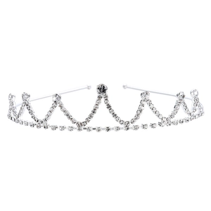Serre-tête Couronne Élégant en Alliage Argenté avec Strass Diadème Ondulé pour Femmes Mariage Fête Anniversaire Accessoires Cheveux