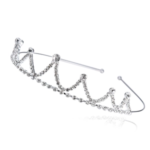 Serre-tête couronne argenté élégant avec cristaux blancs étincelants pour coiffure de mariée