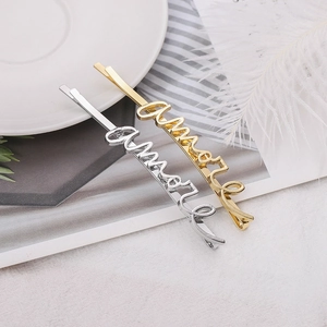 Barrettes à Cheveux Élégantes en Alliage avec Lettres Cursives pour Femmes Or Argent Amore Love Amour Accessoires Cheveux