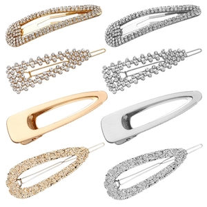 Fermagli per Capelli in Lega con Strass Moda Coreana Set da Donna Clip Laterali Geometriche Lucide Tono Oro Argento Elegante Forcina