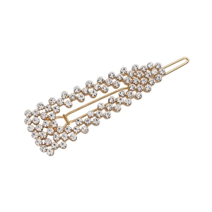 Eleganti fermagli per capelli in metallo dorato con file di strass lucidi
